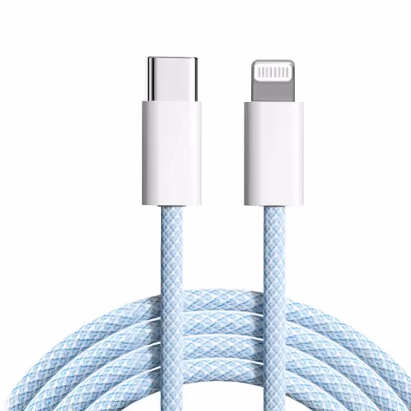 [3 Packs] USB C to Lightning 2M Braided Cable for iPhone - Blue