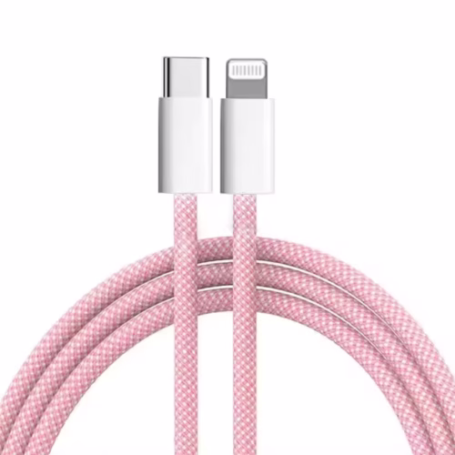 [3 Packs] USB C to Lightning 2M Braided Cable for iPhone - Pink