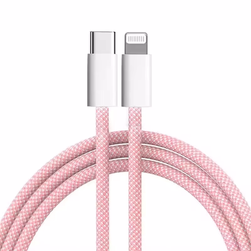 USB C to Lightning 2M Long Braided Cable for iPhone - Pink