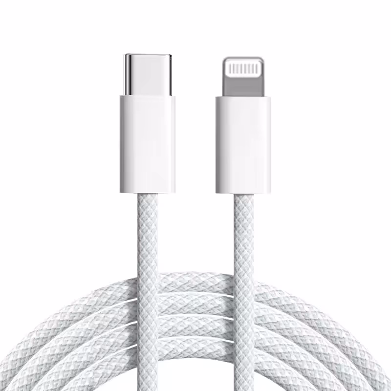 USB C to Lightning 2M Long Braided Cable for iPhone - White