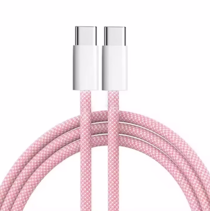 2m 6ft Long USB-C to USB-C Long Braided Cable - Pink